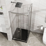 Corner Sliding Shower Door & Base Combo No Drain Kit