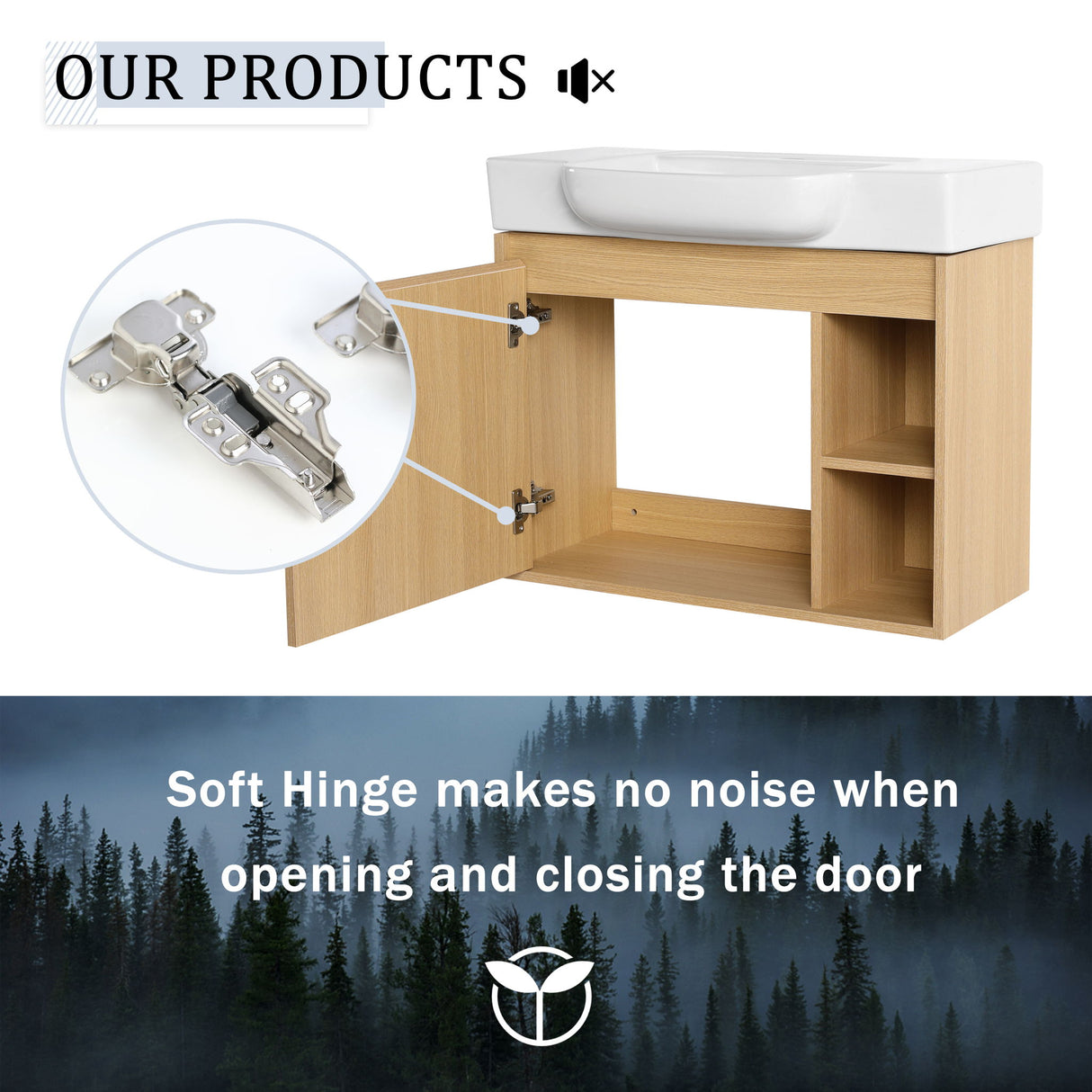 Wall Mounted Bathroom Vanity With Sink & Soft Close Door