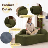 Compression Curved Chaise Longue Chair Indoor Loveseat Sofa Bed With Deep Seat And Pillow - Green