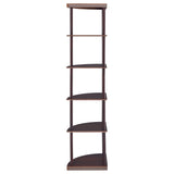Corner Bookcase With 5 Shelves, Compact Design For Living Room - Cappuccino