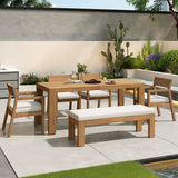 Outdoor Dining Set Rectangular Table With Umbrella Hole