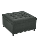 Square Tufted Storage Ottoman With Nailhead Trim