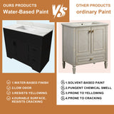 Bathroom Vanity Set, Fluted Cabinet, 3 Faucet Holes, Sink Included - Black