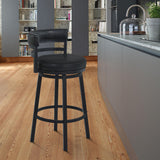 Madrid - 30" Bar Height Metal Swivel Barstool - Ford Black Pu And Black Finish