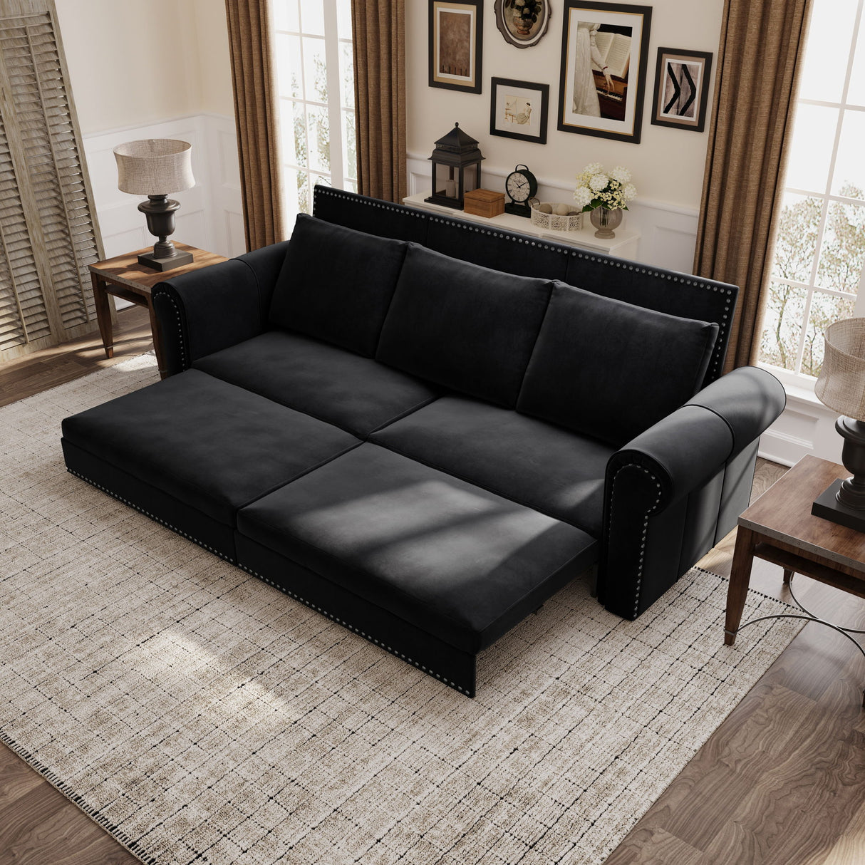 Chesterfield Sofa & Pull Out Bed