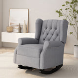 Sheila - Contemporary Fabric Tufted Wingback Rocking Chair - Gray