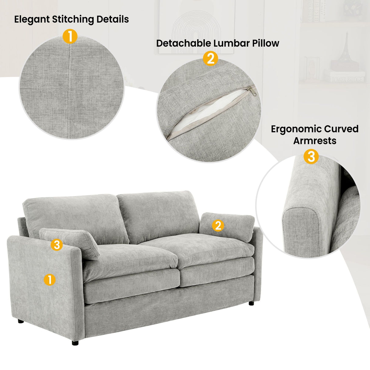 Cozy Sofa Set Oversized Comfy Cloud Sofa With Double Cushion