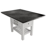 Counter Height Dining Table With 2 Leaves, Under Table Storage - Antique White / Gray
