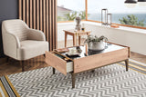Sona - Coffee Table with Glass - Light Brown