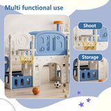 Oddler Slide Kids Slide For Toddlers, Playground With Basketball Hoop, Extra Long Aisle, Strong Swing - Blue / Yellow