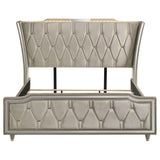Mika - LED Upholstered Bed With Tufted Wingback Headboard And Ambient Lighting