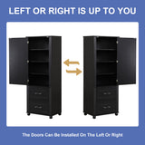 Tall Freestanding Bathroom Storage Cabinet With 2 Drawers And Adjustable Shelf