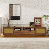 TV Stand With 2 Drawers And Open Shelving - Walnut