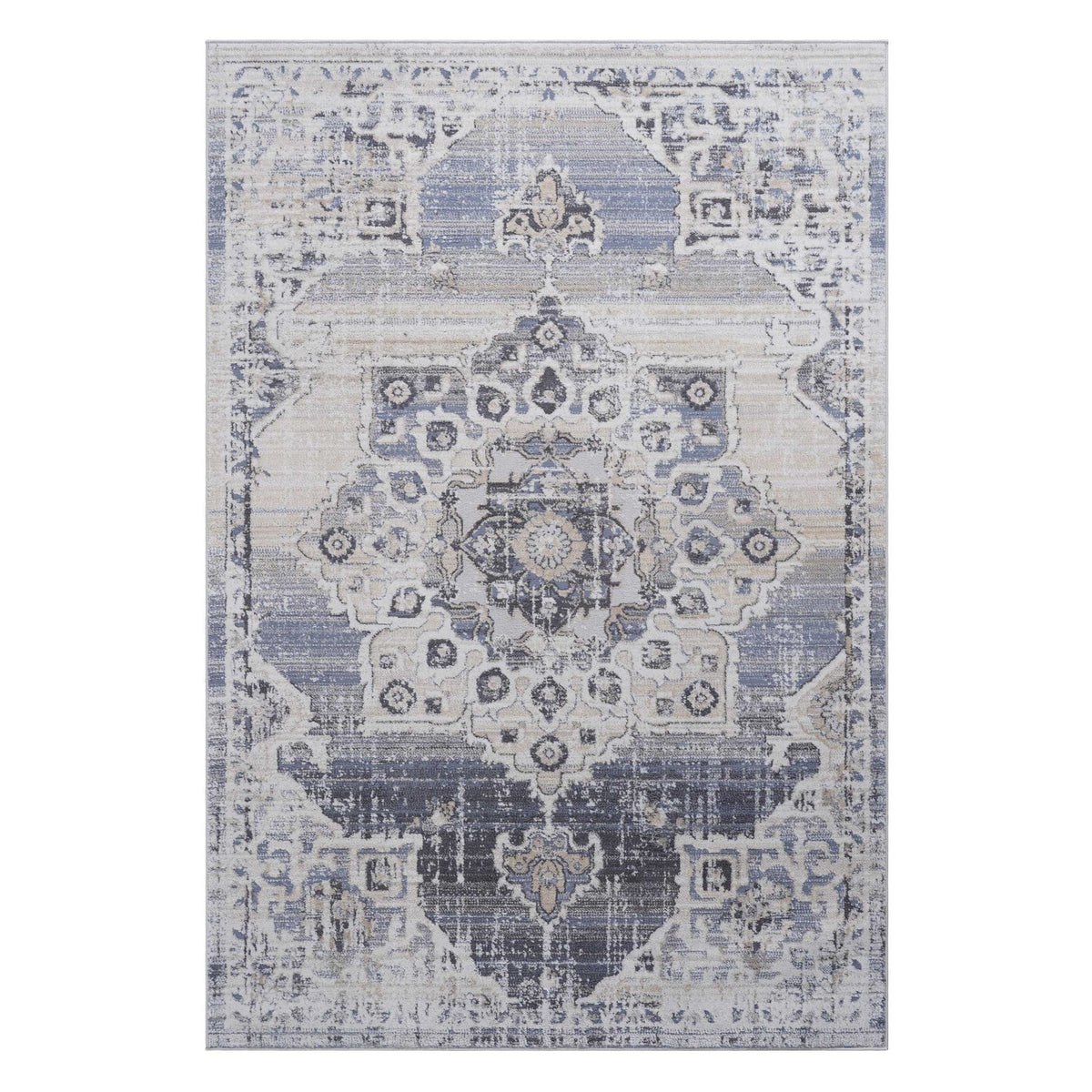 Payas - 6' X 9' Medallion Area Rug - Cream / Blue