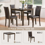5 Piece Dining Table Set With Chairs - Dark Walnut