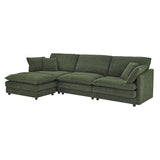 L-Shaped Sectional Sofa With Ottoman, Convertible 4 Seater Couch