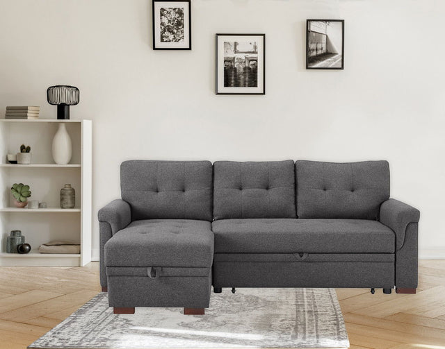 Sierra - Linen Reversible Sleeper Sectional Sofa With Storage Chaise - Sleeper Sectionals - Alpine Outlets