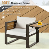 Large 4-Piece Aluminum Frame Outdoor Patio Furniture Set Beige Cushions