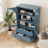 Glass Door Display Case With 2 Drawers And Adjustable Shelf