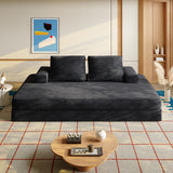 Multifunctional Convertible Sofa Bed With 2 Tumbler Backrests And 2 Pillows, Deep Seat Couch