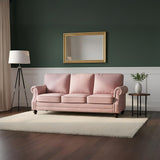 3 Seater Sofa With Nailhead Trim And Turned Legs For Living Room