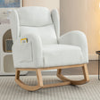 Teddy Fabric Rocking Chair With Packet Wood Legs - Ivory - Rocker Chairs - Alpine Outlets