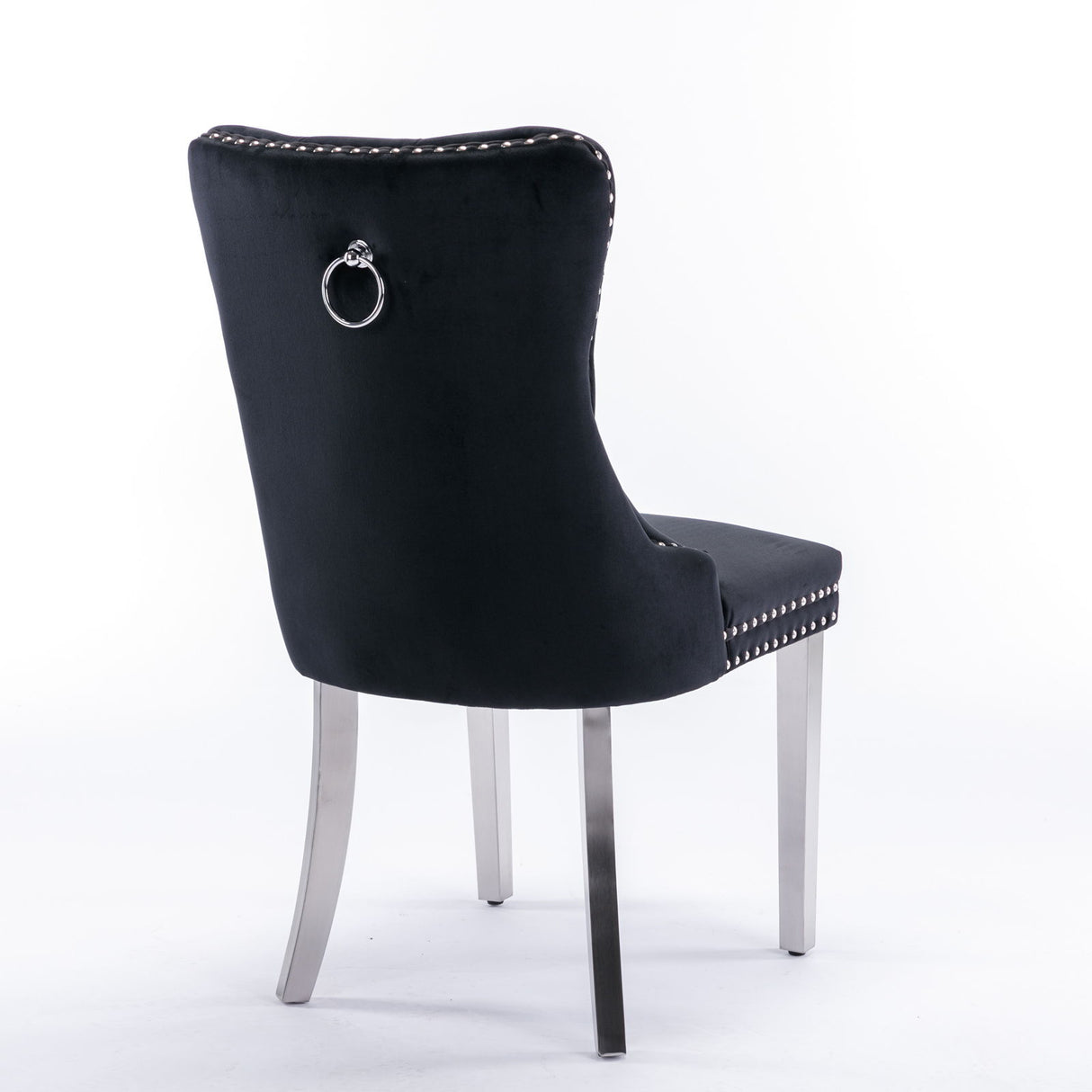 Nikki - Modern, High-End Tufted Solid Wood Contemporary Velvet Upholstered Dining Chair With Chrome Stainless Steel Plating Legs, Nailhead Trim (Set of 2) - Chair Sets - Alpine Outlets