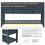 Multipurpose Entryway Shoe Rack With Cushioned Seat And Drawers