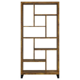 6 Tier Rectangular Bookcase With Accents - Brown