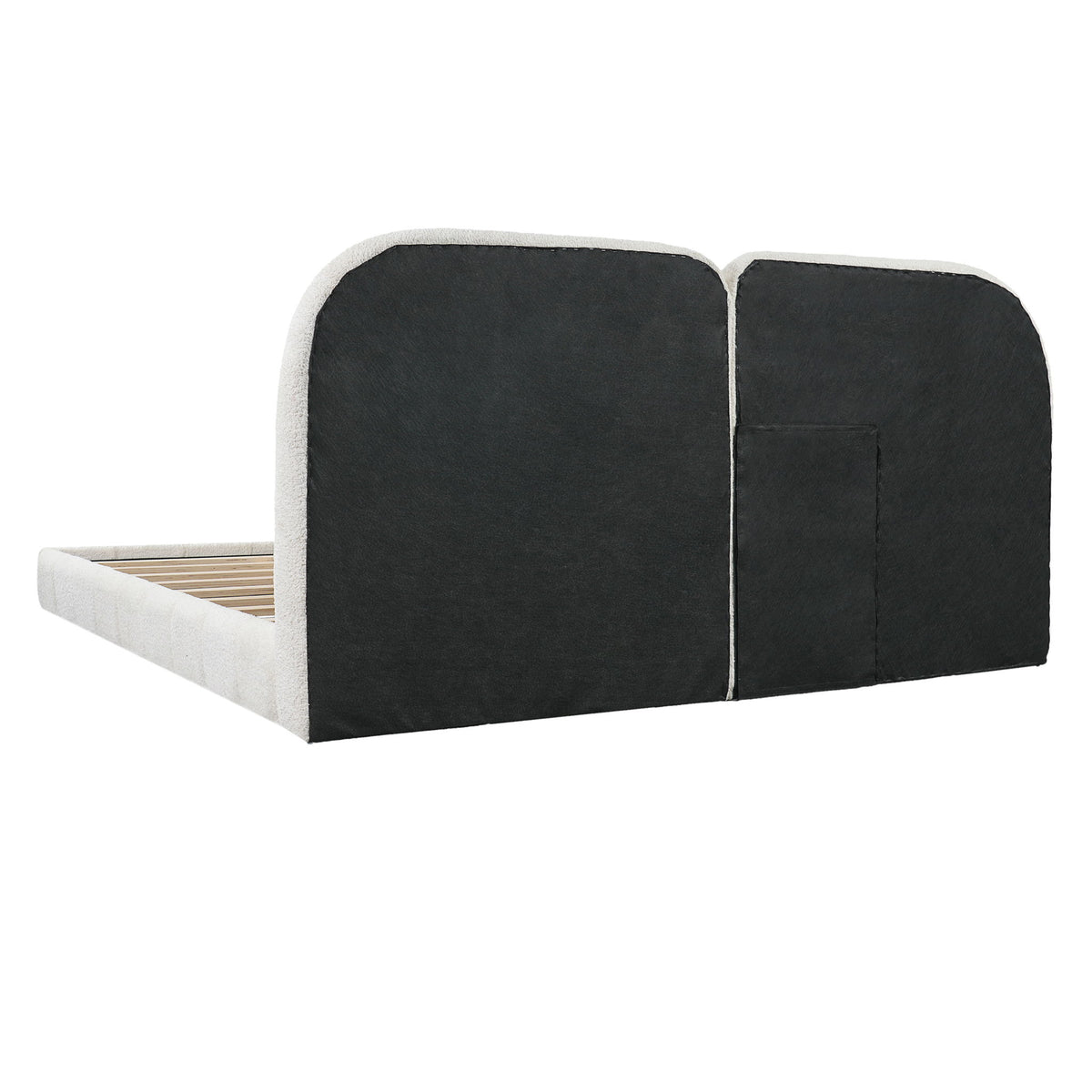 Queen Size Upholstered Platform Bed With Tufted Headboard - White