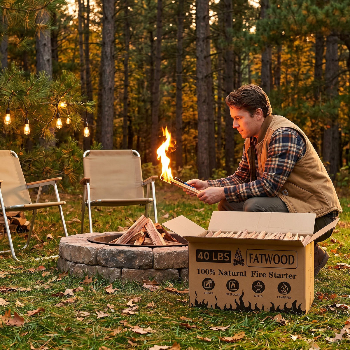 Fatwood Fire Starter Sticks, Oil Rich Kindling For Fireplace
