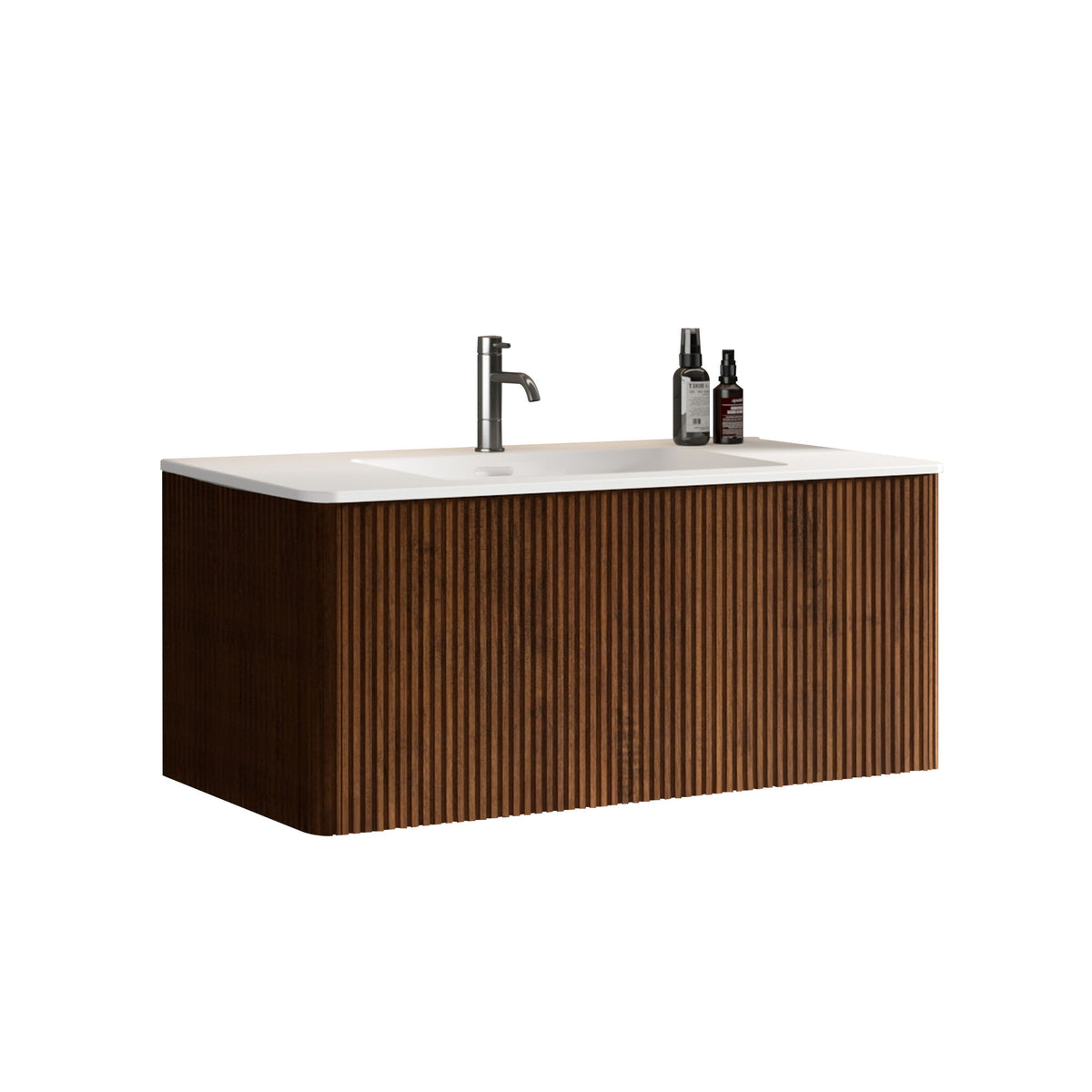 Etna - Striped Bathroom Vanity With Ceramic Sink, Wall Mounted Floating Bathroom Vanity For Modern Bathroom