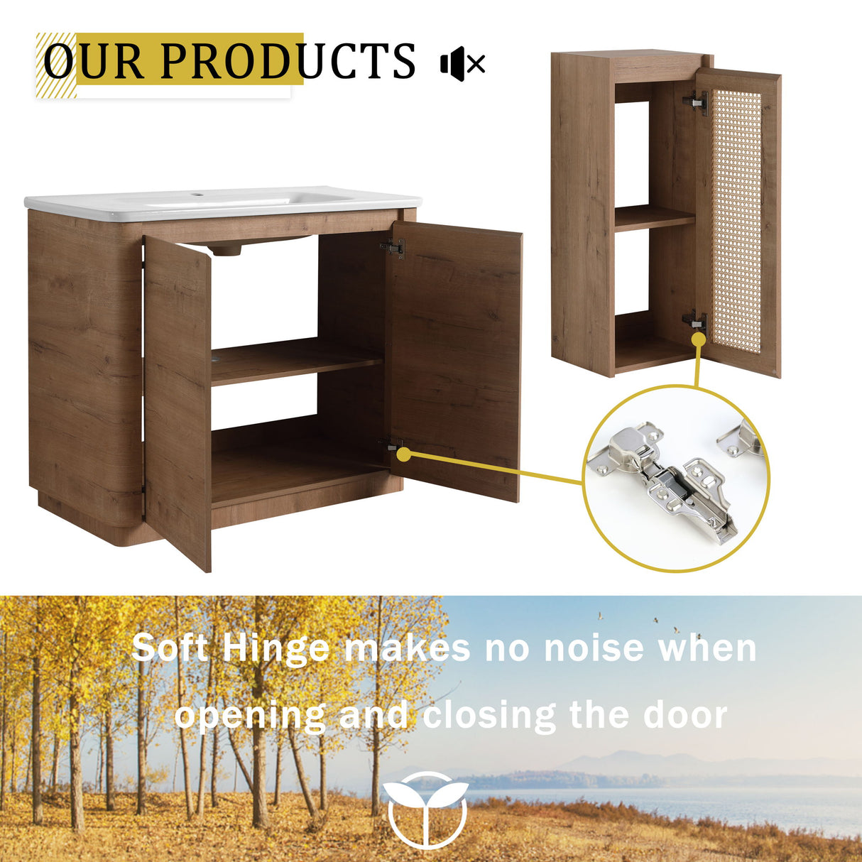 Freestanding Bathroom Vanity With Sink And 2 Soft Close Doors