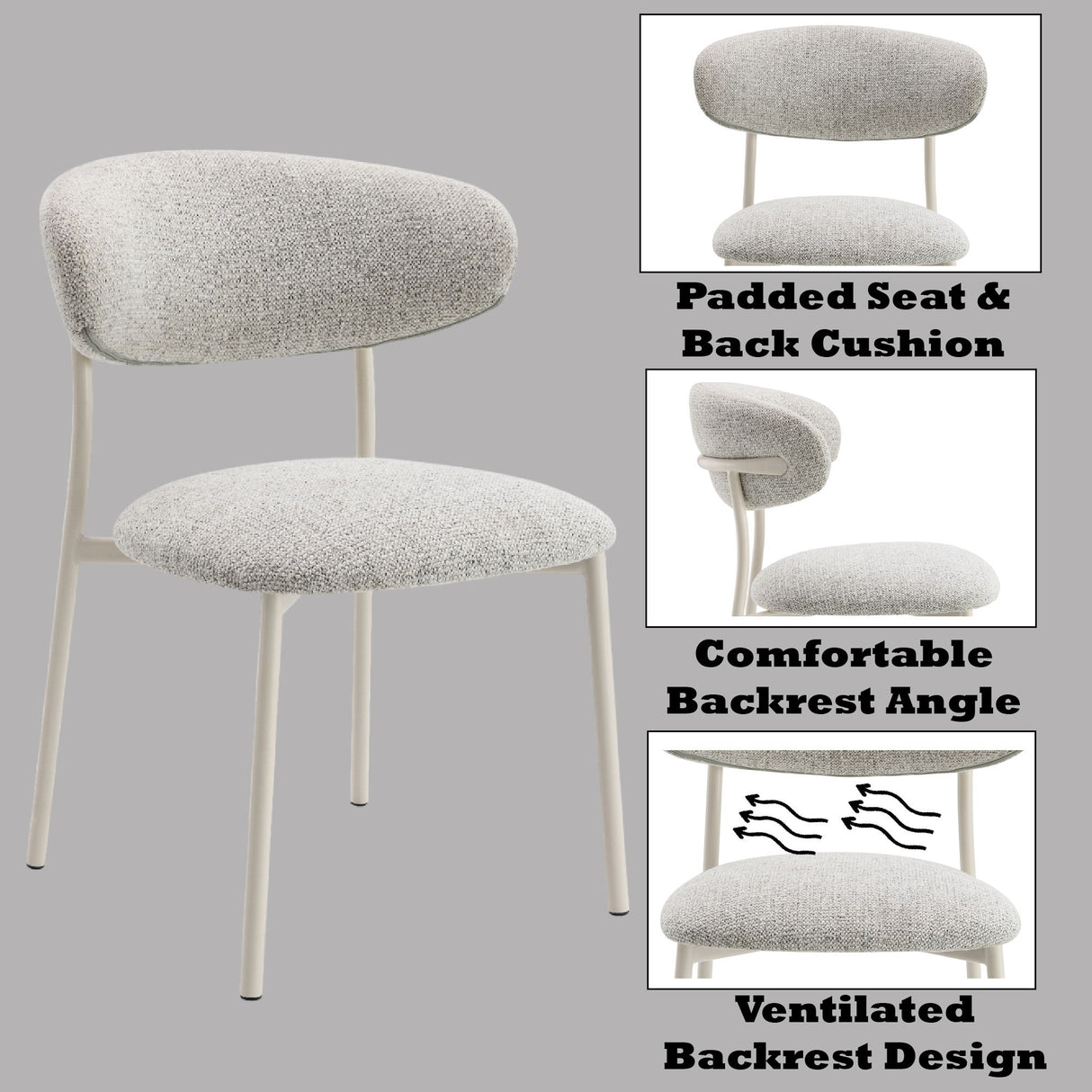 Kalam - Fabric Side Chair (Set of 2) - Light Gray - Chair Sets - Alpine Outlets