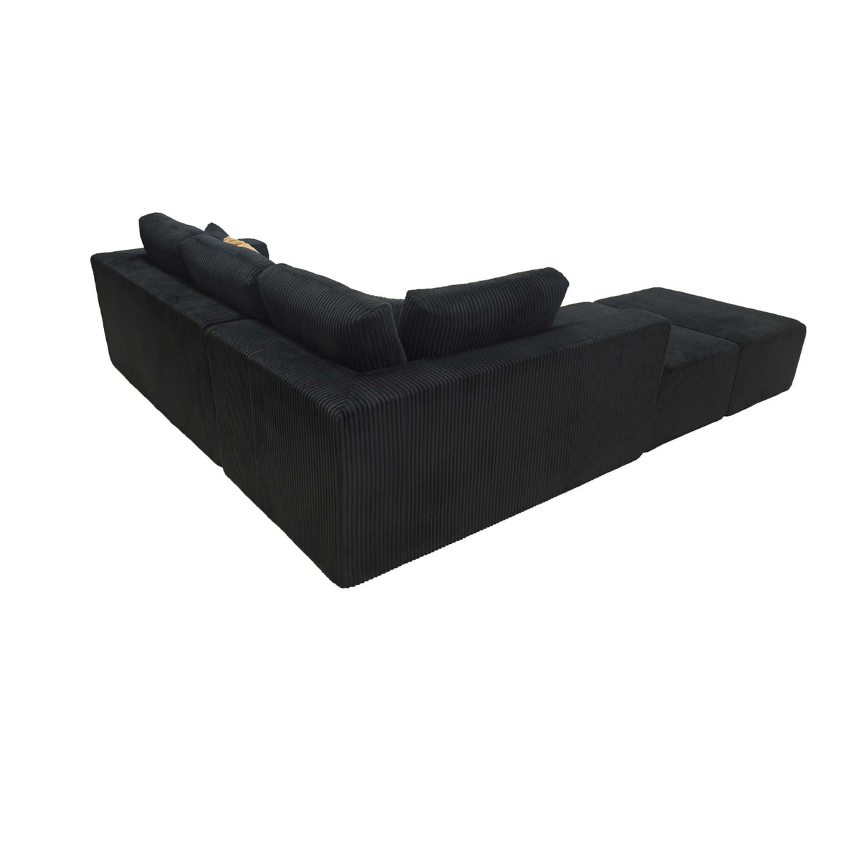 Upholstered Sectional With 2 Moveable Ottomans - Black