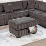 3 Piece Sectional Sofa With Reversible Chaise And USB Storage Ottoman
