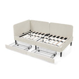 Upholstered Platform Bed Frame With 2 Storage Drawers And Adjustable Sofa Bed