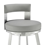 Lynof - Swivel Bar Stool - Brushed Stainless Steel Finish
