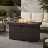 Rectangular Fire Pit Table Outdoor Heater Magnesium Oxide 45x25in Dark Brown