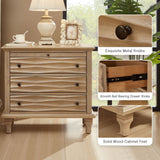 Nightstand With Charging Station, Bedside Table, 3 Drawers, USB And Type - C Ports