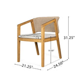 7 Piece Outdoor Dining Set With Table And 6 Chairs - Beige / Brown Mix / Light Teak / Teak