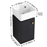 Compact Bathroom Vanity With Sink, Soft Close Door - Black Chestnut