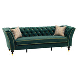3 Person Sofa With Deep Seat, Tufted Backrest