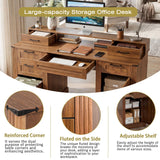 Office Desk With Charging Station & Storage Cabinet