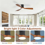 48" Ceiling Fan With Light, Dimmable LED With Memory, Quiet DC Motor - Matte Black