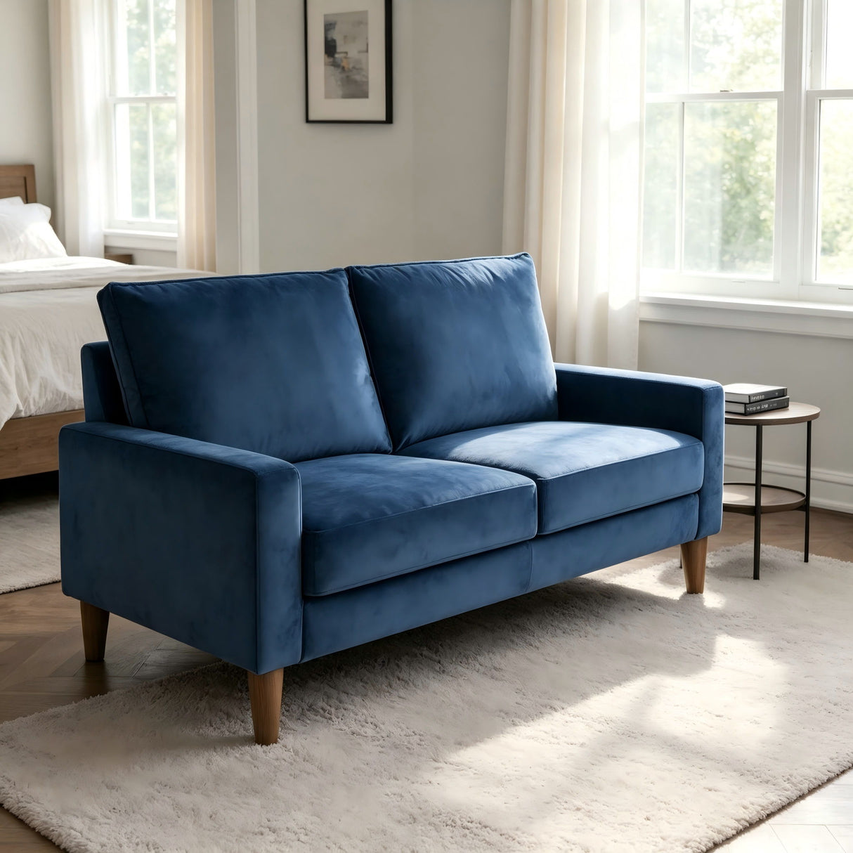 Upholstered Loveseat Sofa, 2 Seater Couch For Living Room Apartment