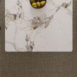 Modern Rectangular Dining Table For 6 - 8, Plated Hourglass Base