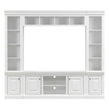 TV Stand With Hutch, Large Entertainment Center With Adjustable Shelves