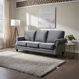 3 Seater Sofa With Nailhead Trim And Turned Legs For Living Room