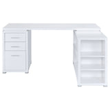 Tona - L-Shape Computer Desk With 3 Drawers And 5 Shelves